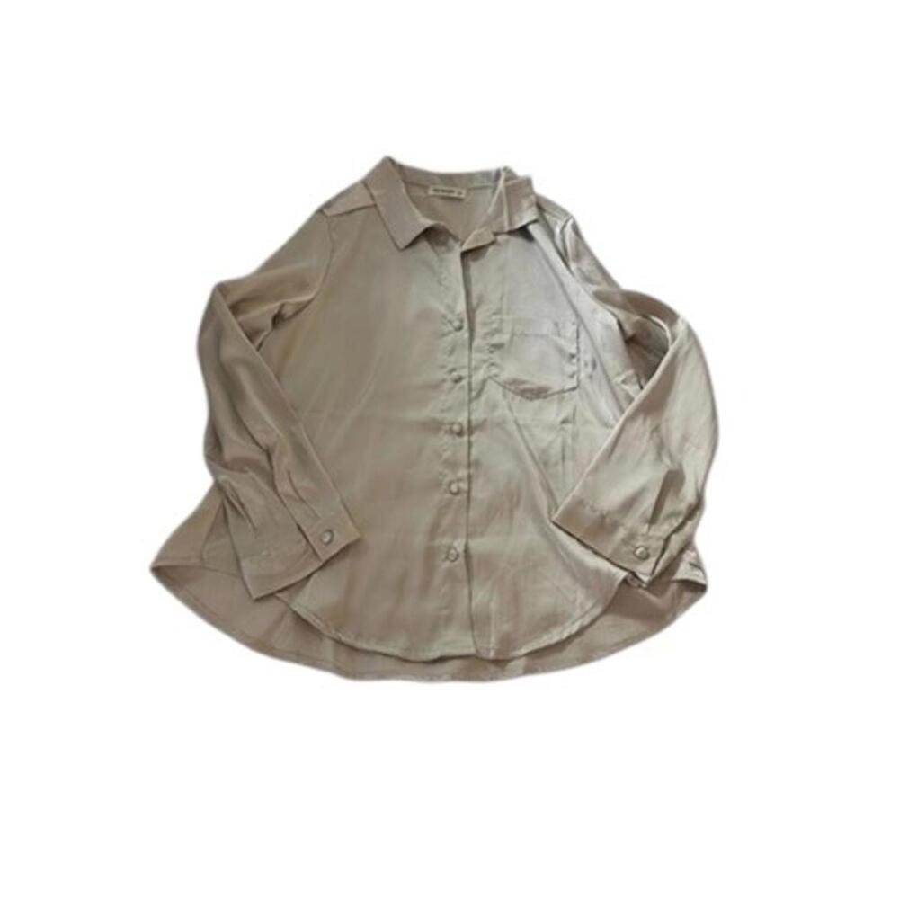 4our Dreamers Cream Satin‎ Button Up Size Small - Picture 2 of 7